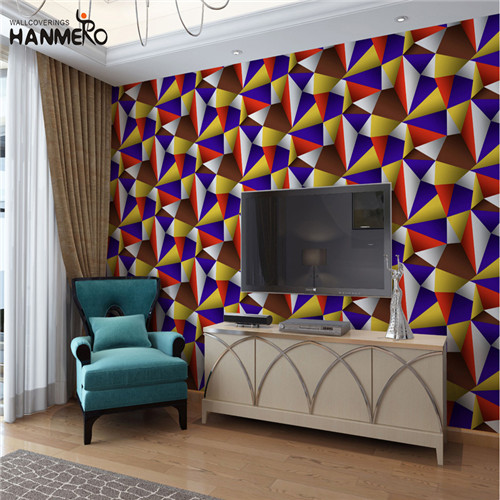 HANMERO PVC Decor 0.53M Flocking Modern Restaurants Geometric wallpaper in living room