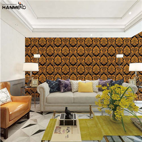 HANMERO PVC Top Grade 0.53M Deep Embossed European Study Room Flowers free wallpaper download