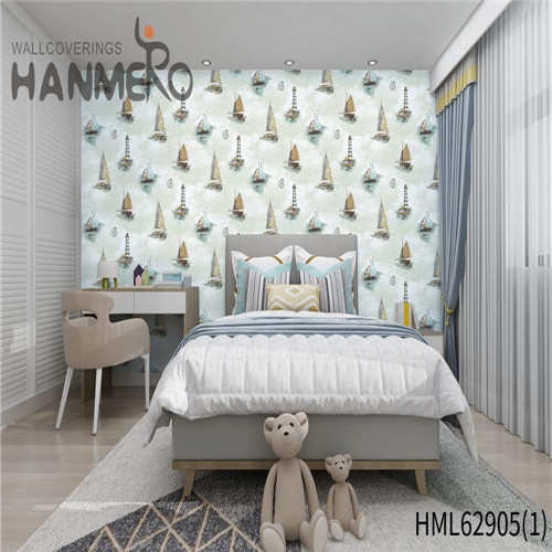 HANMERO Non-woven Photo Quality 0.53*10M Flocking Pastoral Bed Room Flowers wallpaper of wall