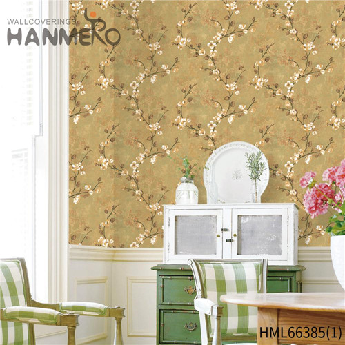 HANMERO Non-woven Exported wallpaper wall Flocking European Restaurants 0.53*10M Flowers