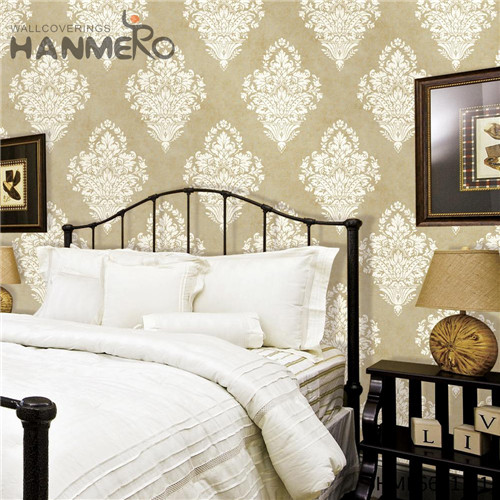 HANMERO Non-woven Exported Restaurants Flocking European Flowers 0.53*10M decorative wallpaper for bedroom