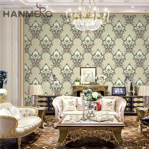 HANMERO PVC Hot Selling wall covering paper Deep Embossed Pastoral TV Background 1.06*15.6M Flowers