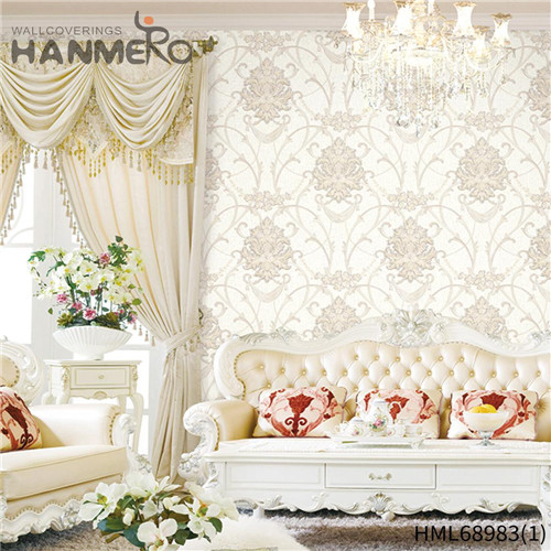 HANMERO 1.06*15.6M Hot Selling Flowers Deep Embossed Pastoral TV Background PVC wholesale wallpaper