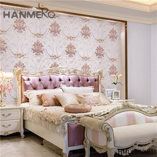 HANMERO PVC Hot Selling 1.06*15.6M Deep Embossed Pastoral TV Background Flowers wallpaper supply store