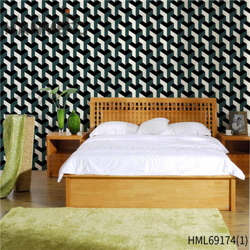 HANMERO PVC 0.53M Geometric Flocking Classic Restaurants Standard company wallpaper