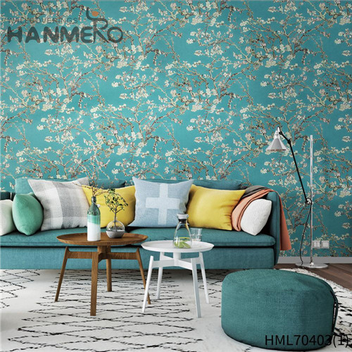 HANMERO PVC Flowers Wholesale Deep Embossed Pastoral House 0.53*10M modern black and white wallpaper