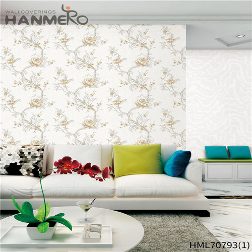 HANMERO PVC Professional Supplier cheap wallpaper shops Bronzing European Bed Room 0.53*10M Flowers