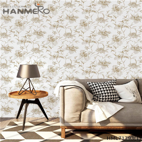 HANMERO PVC Professional Supplier 0.53*10M Bronzing European Bed Room Flowers wallpaper vendors