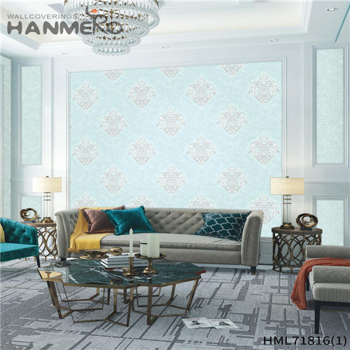 HANMERO PVC Low price Flowers Flocking Classic Kitchen 0.53*10M bedroom wallpaper