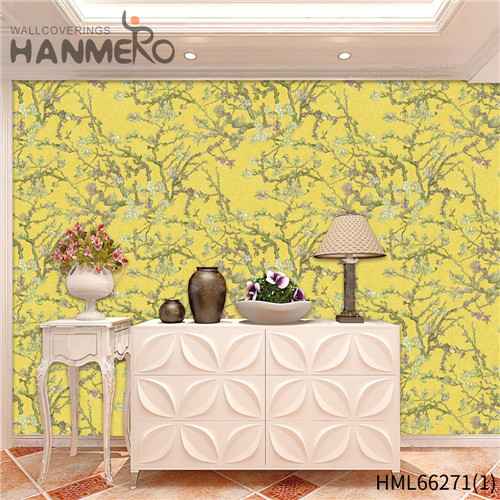 HANMERO PVC Decoration latest wallpaper Bronzing Pastoral Hallways 0.53*10M Flowers