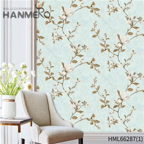 HANMERO PVC Decoration Hallways Bronzing Pastoral Flowers 0.53*10M designer wallpapers for bedrooms