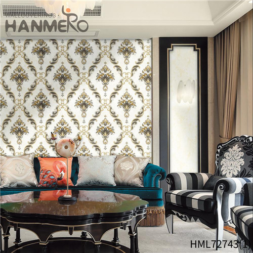 HANMERO PVC Manufacturer Flowers Deep Embossed European wallpaper wallcovering 1.06*15.6M Sofa background