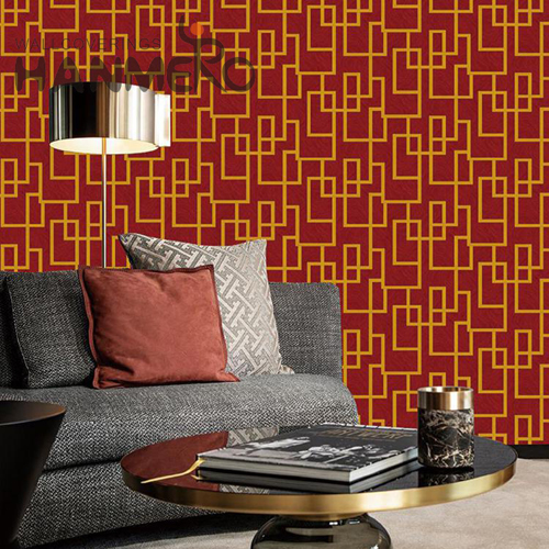 HANMERO PVC Hot Selling Geometric Deep Embossed wallpaper stores online Study Room 0.53M European