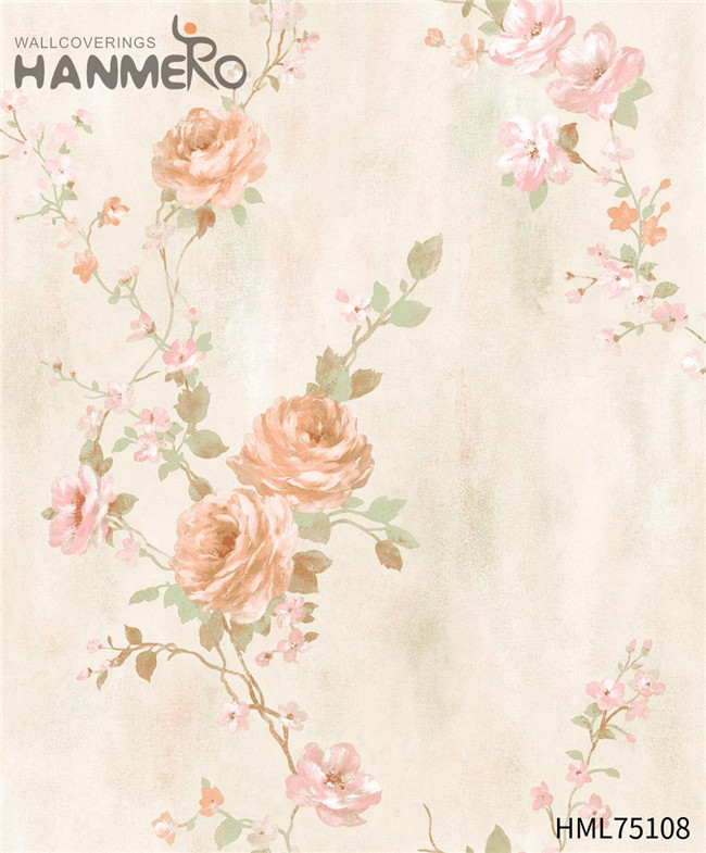 HANMERO wallpaper changer Unique Flowers Flocking European Hallways 1.06*15.6M PVC