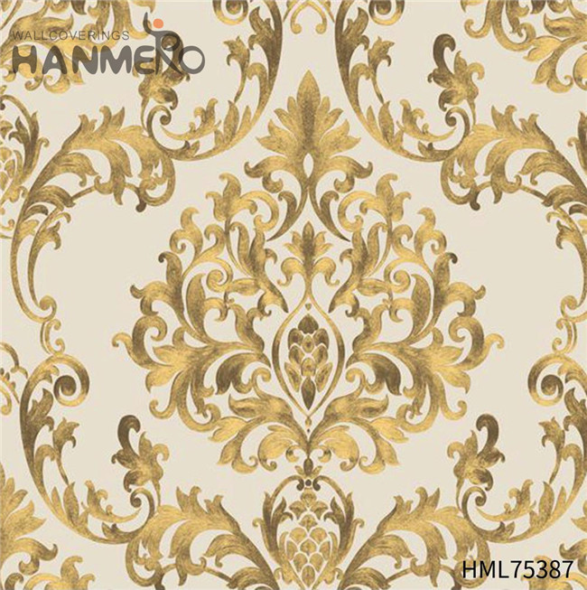 HANMERO PVC Gold Foil Deep Embossed Flowers Unique European Children Room 0.53*10M wallpaper shop online