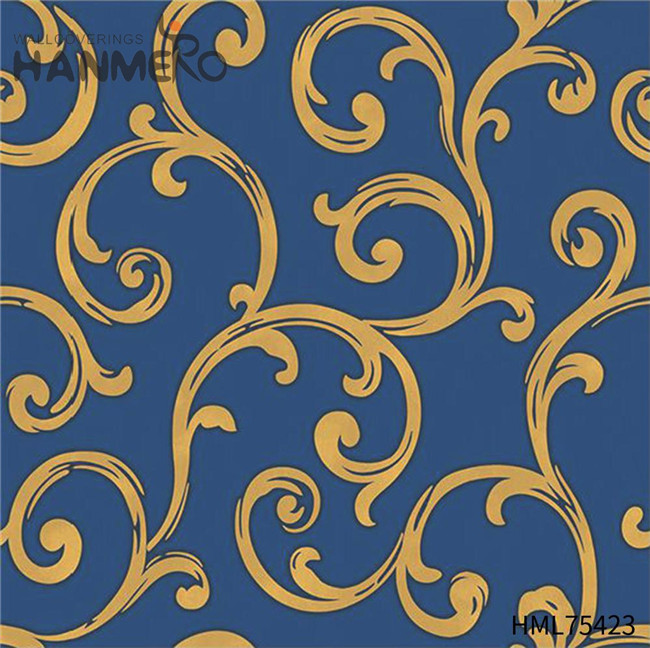 HANMERO retail wallpaper stores Unique Flowers Deep Embossed European Children Room 0.53*10M PVC Gold Foil