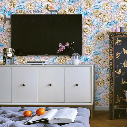 HANMERO PVC Stocklot Flowers Deep Embossed European buy bathroom wallpaper 1.06*15.6M Restaurants