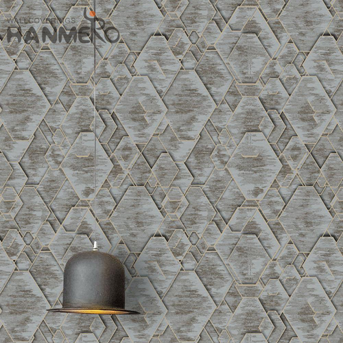 HANMERO PVC Luxury Geometric wallpaper for home wall Pastoral Exhibition 0.53*10M Deep Embossed