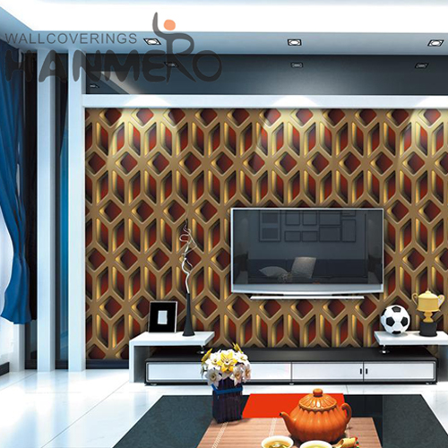 HANMERO PVC Luxury Geometric Deep Embossed Pastoral wallpaper home design 0.53*10M Exhibition