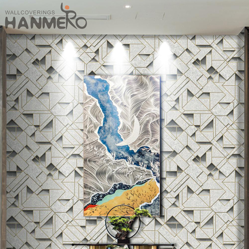 HANMERO PVC 0.53*10M Geometric Deep Embossed Pastoral Exhibition Luxury household wallpaper