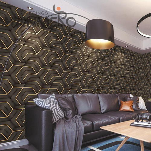 HANMERO PVC Luxury Geometric 0.53*10M Pastoral Exhibition Deep Embossed house design wallpaper