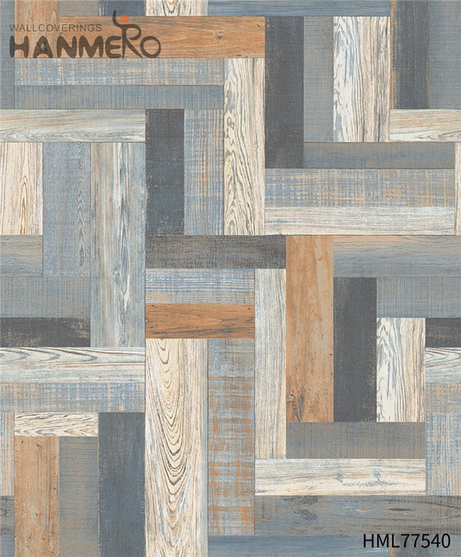 HANMERO Durable PVC European Exhibition 0.53*10M prepasted wallpaper for sale Wood Technology