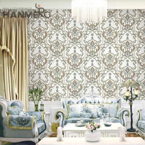 HANMERO PVC wallpaper shop online Damask Embossing European Lounge rooms 1.06*15.6M Factory Sell Directly