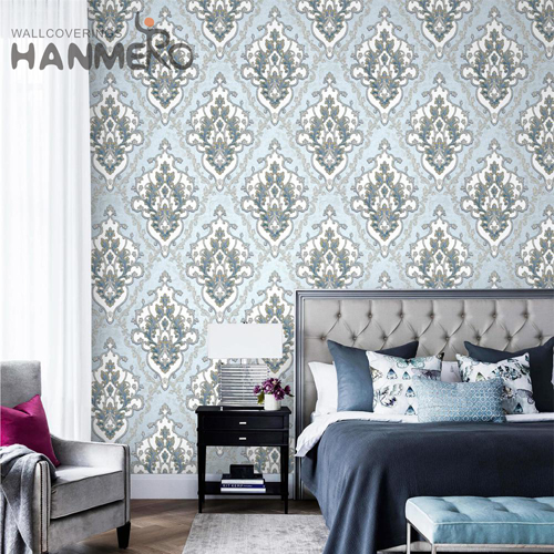 HANMERO PVC Factory Sell Directly Damask Embossing European black border wallpaper 1.06*15.6M Lounge rooms