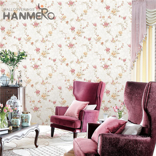 HANMERO PVC Decoration Flowers Deep Embossed Pastoral Saloon 0.53*10M home wallpaper