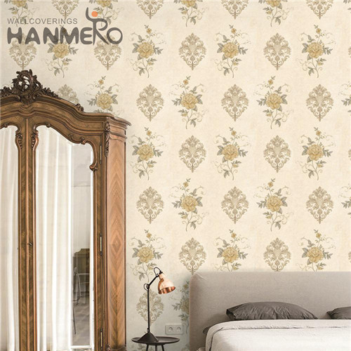 HANMERO PVC Decoration Flowers Deep Embossed Pastoral Saloon wallpaper to buy 0.53*10M