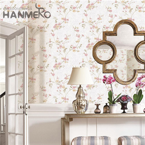 HANMERO PVC Decoration Flowers Deep Embossed 0.53*10M Saloon Pastoral house wallpaper for sale