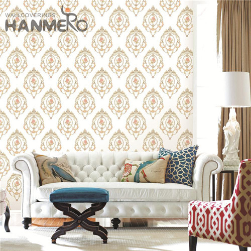 HANMERO PVC Pastoral Flowers Deep Embossed Decoration Saloon 0.53*10M bedroom design with wallpaper