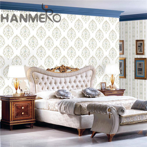 HANMERO PVC Decoration Pastoral Deep Embossed Flowers Saloon 0.53*10M wall paper for walls