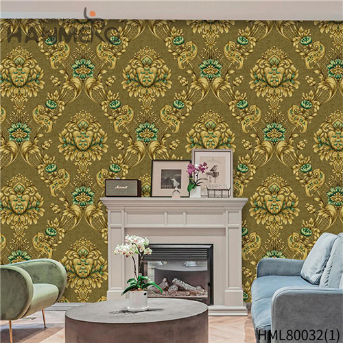 HANMERO PVC Exported Landscape Pastoral Flocking Kids Room 0.53M wallpaper grey and yellow