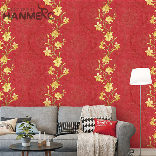 HANMERO PVC New Design 0.53M Deep Embossed European Lounge rooms Flowers wallpaper for office walls