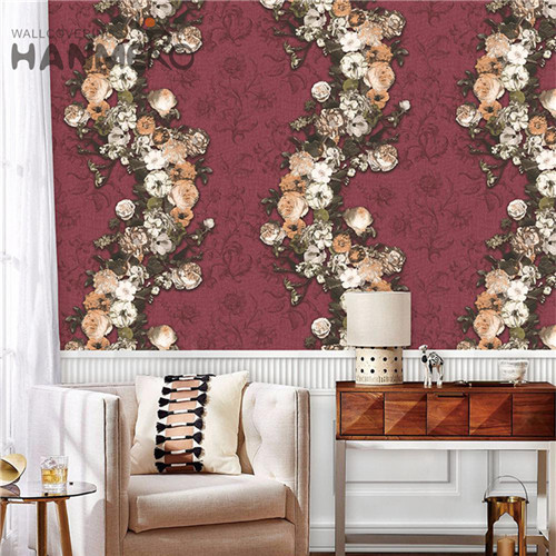 HANMERO PVC New Design Flowers Deep Embossed Lounge rooms European 0.53M wallpaper outlet online