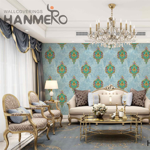 HANMERO PVC Best Selling 0.53*9.5M Embossing European Living Room Damask design of wallpaper for home