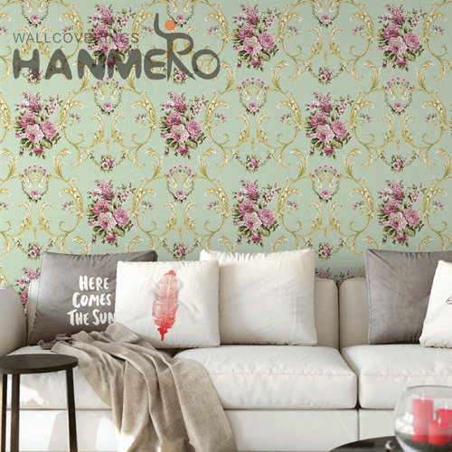 HANMERO PVC Best Selling vinyl wallpaper Deep Embossed European Hallways 0.53M Flowers