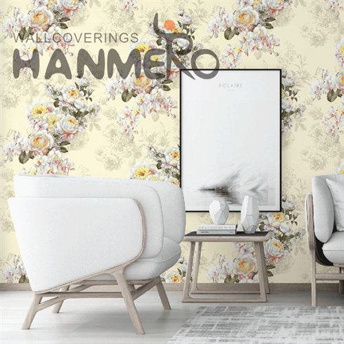 HANMERO PVC Removable Flowers Deep Embossed European Household 0.53M wall wallpaper