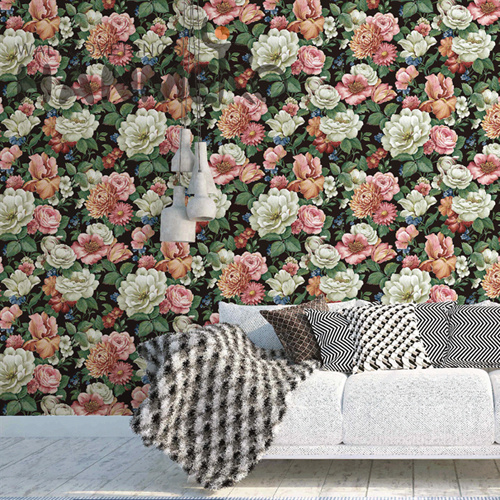 HANMERO PVC Removable Flowers wall decor wallpaper European Household 0.53M Deep Embossed