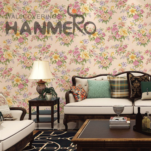 HANMERO PVC Removable Flowers Deep Embossed European wallpaper for bedroom walls designs 0.53M Household