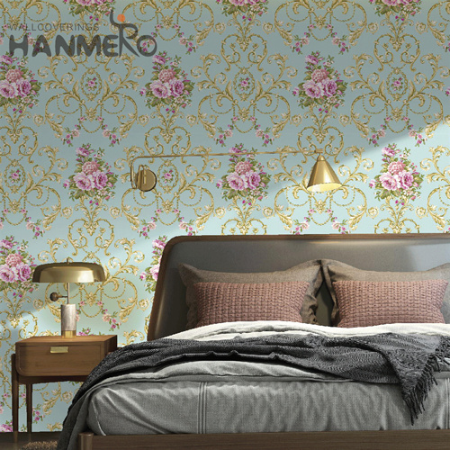 HANMERO PVC Removable 0.53M Deep Embossed European Household Flowers house design wallpaper