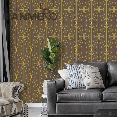 HANMERO PVC Factory Sell Directly Geometric Embossing Classic Hallways wallpaper in room walls 0.53*9.5M