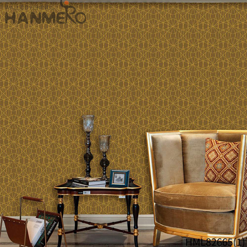 HANMERO 0.53*9.5M Factory Sell Directly Geometric Embossing Classic Hallways PVC cheap wallpaper for home