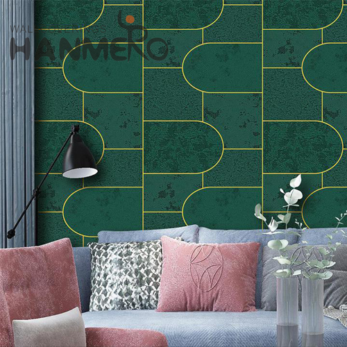 HANMERO PVC Factory Sell Directly Geometric 0.53*9.5M Classic Hallways Embossing in store wallpaper