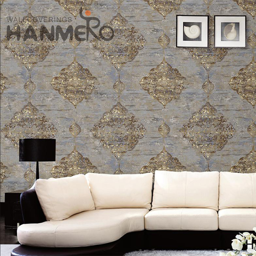 HANMERO PVC The Latest Geometric Bronzing European Church 1.06*15.6M discount wallpaper
