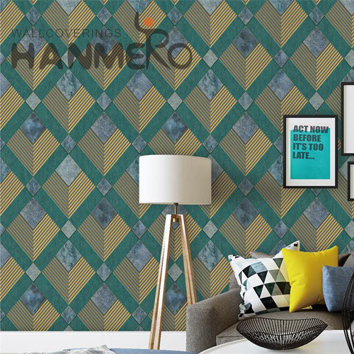 HANMERO PVC Unique Geometric Deep Embossed gray wallpaper patterns TV Background 0.53*9.5M Classic