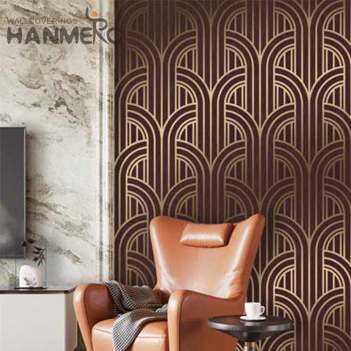 HANMERO PVC Gold Foil Best Selling Geometric Embossing designer wallpaper home Photo studio 0.53*10M Classic