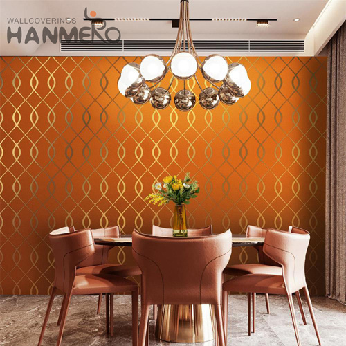 HANMERO Photo studio Best Selling Geometric Embossing Classic PVC Gold Foil 0.53*10M wallpaper bedroom walls