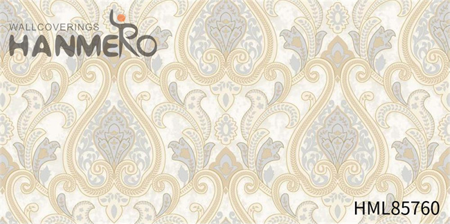 HANMERO PVC Scrubbable Damask Embossing 1.06*15.6M Saloon European wallpaper for house decoration